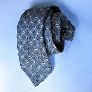 Canali silk soft touch medallion blue tie made in Italy | 59” long